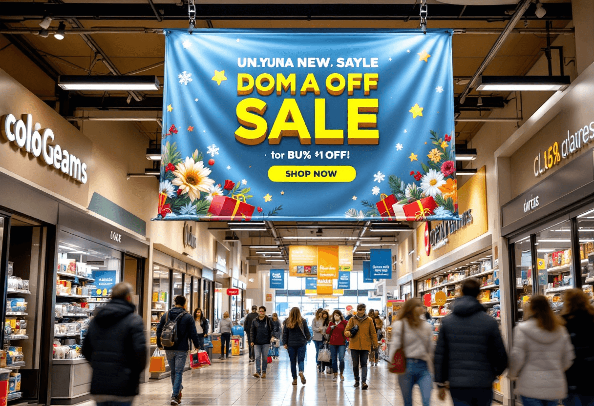 Bannière suspendue PLV pour retail